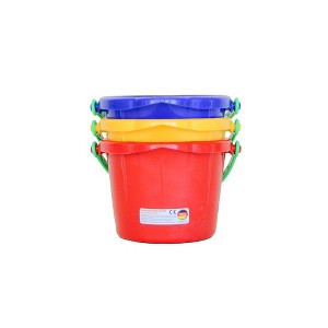 Spielstabil 3 Pack Small Sand Pails (1 Red, 1 Blue, 1 Yellow Beach Bucket) - Each Holds 1.5 Liters - Made in Germany - 1 of 4