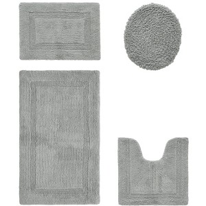 Lux Premium 100% Cotton Tufted Solid Reversible 4 Piece Bath Rug Set – Ultra-Soft, Water-Absorbent, Durable, Machine Washable Bathroom Rug - 1 of 4