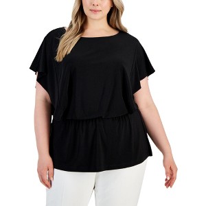 Anne Klein Womens Gathered Waist Peplum Blouse - 1 of 1