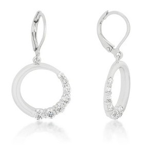 ShineHigh Graduated Cubic Zirconia Circle Earrings – Rhodium-Plated Drop Earrings with Prong-Set CZ Accents - 1 of 1