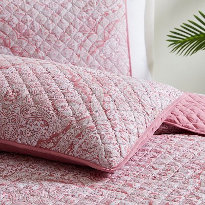 Medallion Coral Twin Microfiber Reversible Bedspread Set