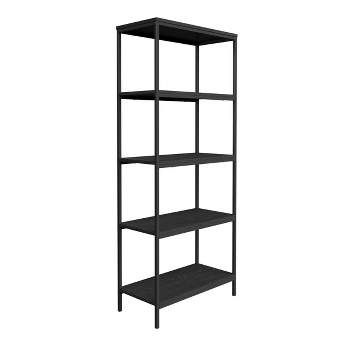 Lavish Home 5-Tier Bookshelf - Open Industrial Style Etagere Wooden Shelving Unit