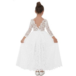 2Bunnies Paisley All-Over Lace V Back Long Sleeve Maxi Flower Girl Dress - 1 of 4