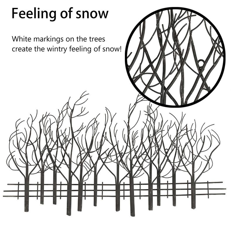 LuxenHome Snowy Black Metal Field of Trees Wall Art, 5 of 14