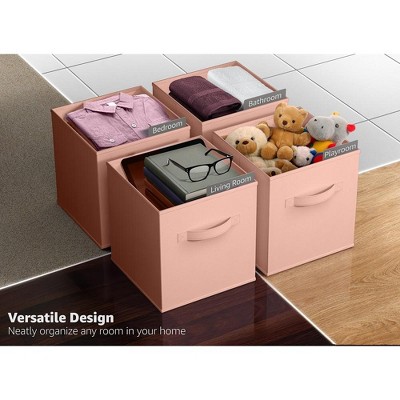 Sorbus 11 Inch Orange Fabric Collapsible Storage Cubes - 6 Pack
