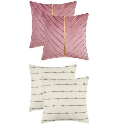 REGALWOVEN 4 Pcs Modern Farmhouse Decorative Throw Pillow Covers 18" x 18"