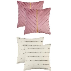 REGALWOVEN 4 Pcs Modern Farmhouse Decorative Throw Pillow Covers 18" x 18" - 1 of 4