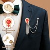 Unique Bargains Hanging Fashion Crystal Lapel Suit Round Gem Tassel Chain Brooch Pins 2 Pcs - 3 of 4