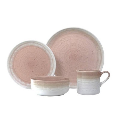 16pc Stoneware Hearth Dinnerware Set Pink - Baum Bros.