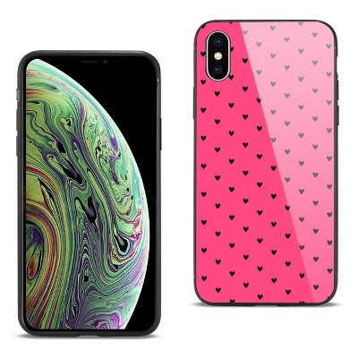 Reiko iPhone XS Max Hard Glass Design TPU Case with Pink Polka Dots