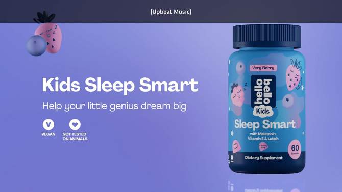 Hello Bello Kids&#39; Sleep Smart Vegan Gummies with 1mg Melatonin - Very Berry - 60ct, 2 of 8, play video