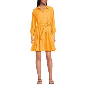 Lands' End Women's Poplin Button Front Dress with Godets - 1 of 4