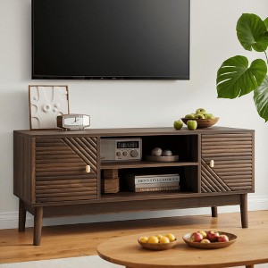 ORRD 43.3" Mid-Century Walnut TV Stand For 32/45" TVs, storage entertainment center, living/bedroom - 1 of 4