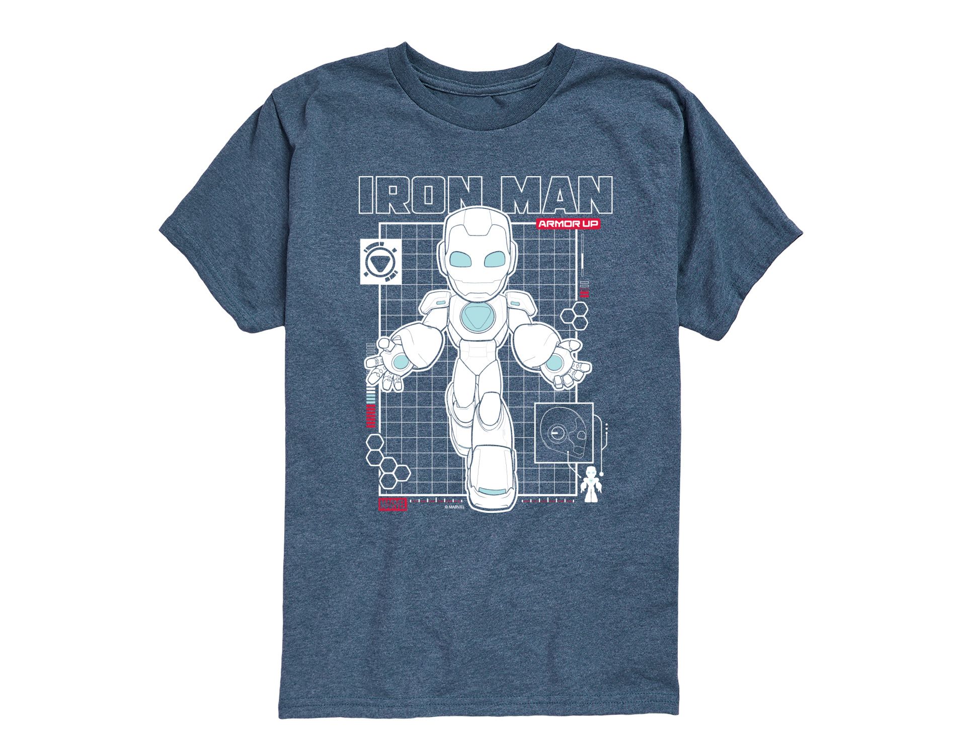 Boys' Spidey & His Amazing Friends Digital Iron Man Short Sleeve Graphic T-Shirt - Heather Blue - Large