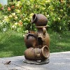 LuxenHome Brown Urns Resin Outdoor Fountain with Lights - 4 of 4