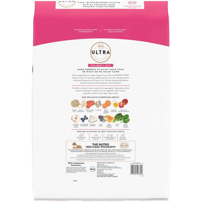 Nutro Ultra Superfood Plate Chicken, Lamb & Salmon Small Breed Adult Dry Dog Food, 3 of 9