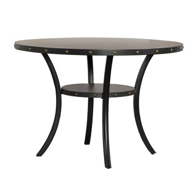 Elegant 48" Gray Round Wooden Dining Table with Industrial Flared Legs