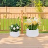 SpassWay 11" Dia White Outdoor Ceramic Planters Indoor Planter Pots with Drainage Hole Decorative Flower Pots Set of 2 - 3 of 4