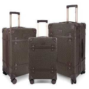 New York Xpress QD-24101 Luxury Vintage Durable Suitcase Sets w/TSA Lock & Double Spinner Wheels 20" 24" 28" - 1 of 4
