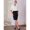 Hobemty Women's Short Sleeve Work Contrast Color V Neck Pencil Sheath Dress - 3 of 4