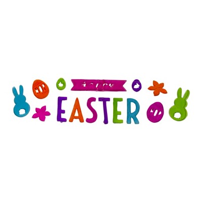Northlight Pink and Orange “Happy Easter” Bunny Spring Gel Window Clings