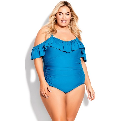 Women's Plus Size One Piece Swimsuit Ruffle Plunge V Neck Bathing