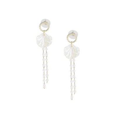 SOHI Women's White  Shell Drop Earrings