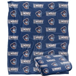 University Of Mary Logo Pattern Silky Touch Blanket White 50x60 - 1 of 4