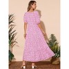 INSPIRE CHIC Women's Summer Floral Puff Short Sleeve Square Neck Boho Casual Pockets Tiered Midi Dress - 4 of 4