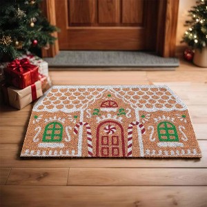 Folkulture Christmas Door Mat, 28 X 16 Inch Welcome Matt or Doormat for Home Entrance, Durable & Anti Slip Coir Door Mats (Gingerbread House) - 1 of 4
