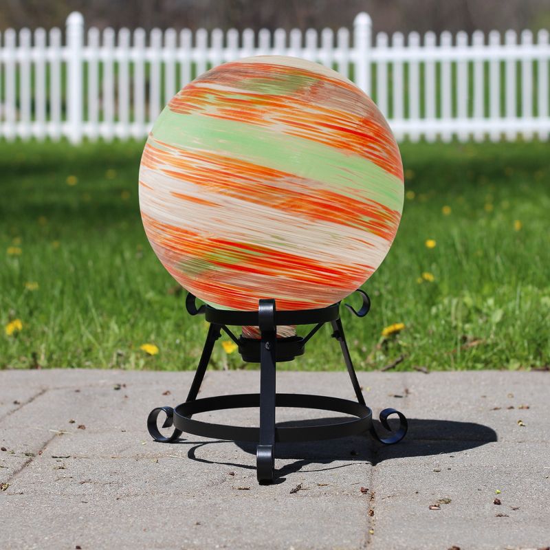 Northlight 10" Orange Swirl Designed Outdoor Garden Gazing Ball, 3 of 5