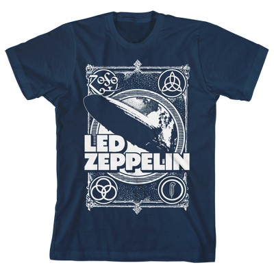 Led Zeppelin Plane Logo Icons Crew Neck Short Sleeve Navy Boy s T shirt Target