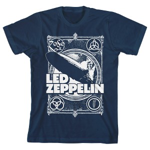 Led Zeppelin Plane Logo & Icons Crew Neck Short Sleeve Navy Boy's T-shirt - 1 of 3
