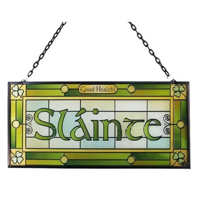 Slickblue Rectangular Irish Stained Glass Panel – Hanging Decor with 4 Celtic-Inspired Cultural Designs