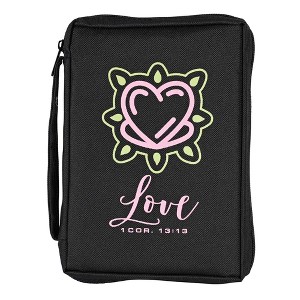 Dicksons Heart Love 1 Cor. 13:13, Black/Pink 9.5 x 6.75 Inch Polyester Zipper Bible Case Cover - 1 of 3