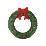 Northlight 18" Prelit Lighted Sisal with Stars and Bow Outdoor Christmas Wreath