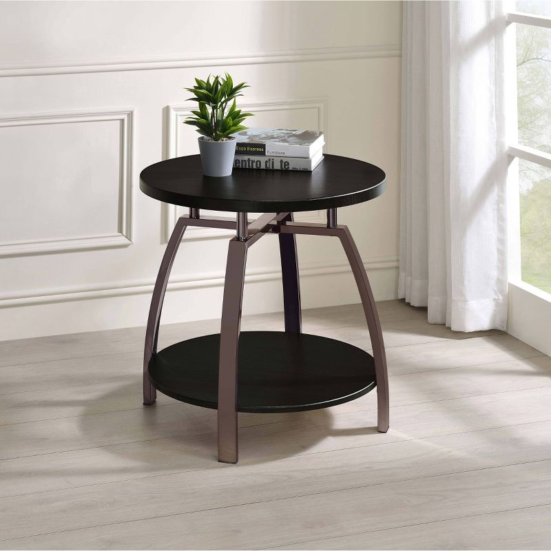 Dacre Round End Table Charcoal/Black Nickel - Coaster, 3 of 6