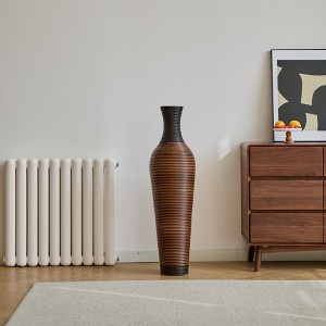 Grungis Large Standing Flower Vase 39",Modern 2-Tone Brown Finish, Elegant Freestanding Floor Vase for Home Decor,Black+Gray - 1 of 4