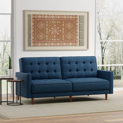 Glenwillow Home 81.5" Mies Square Arm Sleeper Sofa with 32-Button Tufting in MCM Vintage Design