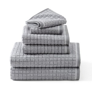 TOWN & COUNTRY EVERYDAY 6-Piece Textured Windowpane Set - 1 of 4