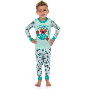 Sesame Street Elmo Pajamas Toddler Boys' Sweet Dreams Tight Fit Sleep Set Multicolored - 1 of 4