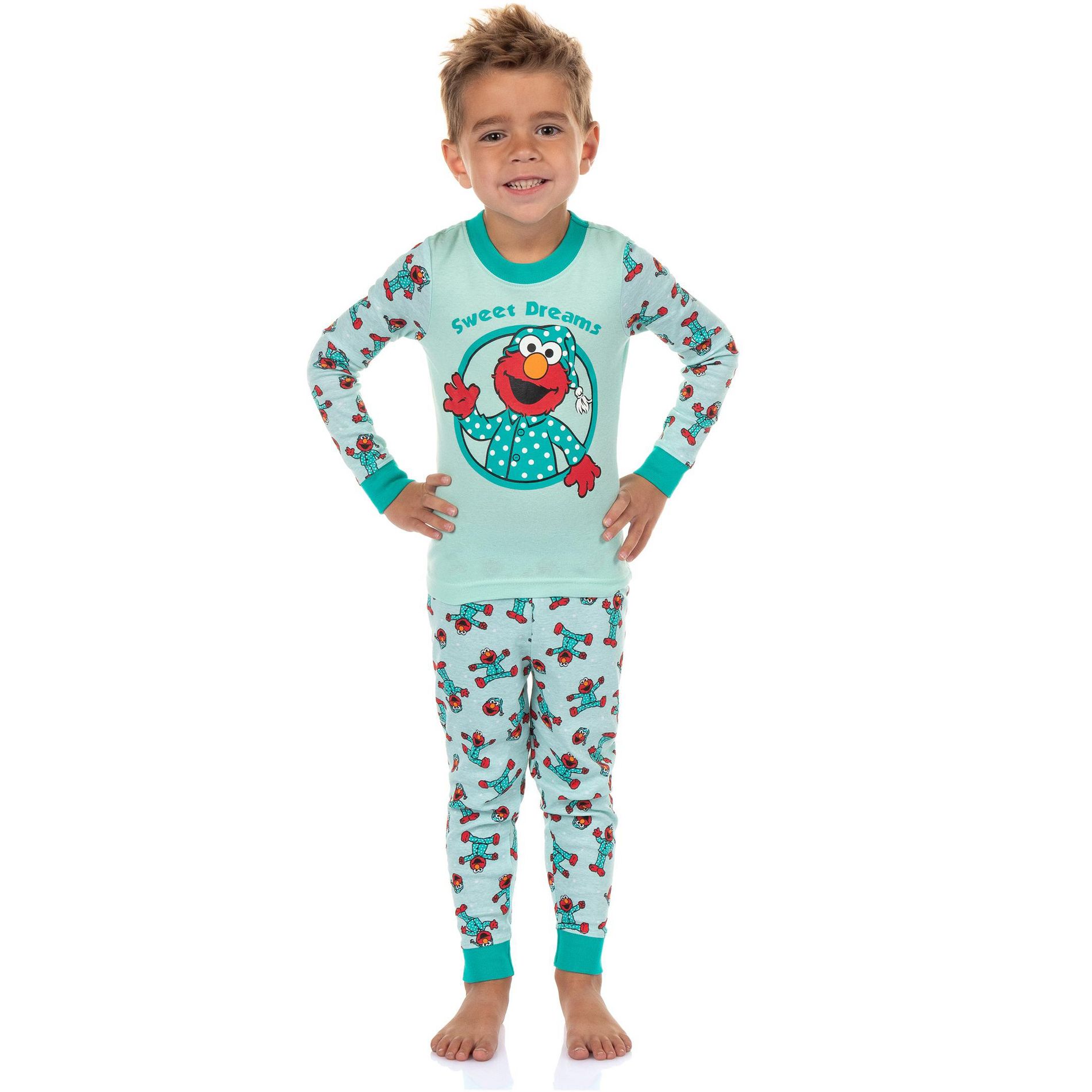 Sesame Street Elmo Pajamas Toddler Boys' Sweet Dreams Tight Fit Sleep Set Multicolored