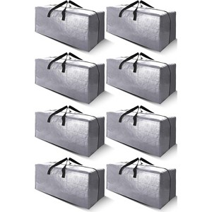 8 Pack Heavy Duty Extra Large Moving Bags with Backpack Straps - Strong Handles & Zippers, Storage Totes  (Set of 8, Silver) - 1 of 1