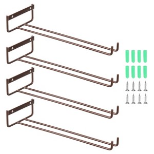 Unique Bargains Wall Mountable Under Cabinet Hanger Wine Glass Rack 4 Set - 1 of 4