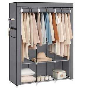 SONGMICS Portable Closet Clothes Wardrobe Organizer with Corver Clothing Rack with 3 Hanging Rods and Shelves Room - 1 of 4