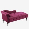 Okak Luxurious Velvet Button Tufted Chair Chaise Longue with Solid Wood Legs,Nailhead Trimmed Fabric Accent Chair for Bedroom,Living Room - 2 of 4