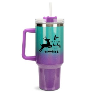100 North Let It Snow Baby, Let It Reindeer Christmas Wrap-Around 40 Oz. Stainless Steel Water Bottle Coffee Mug, Spill & Leak Resistant, Travel - 1 of 4