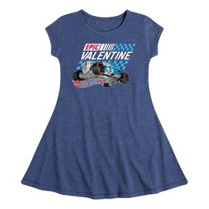 Girls' - Hot Wheels - Valentine's Epic Fit & Flair Cap Sleeve Dress - 1 of 3