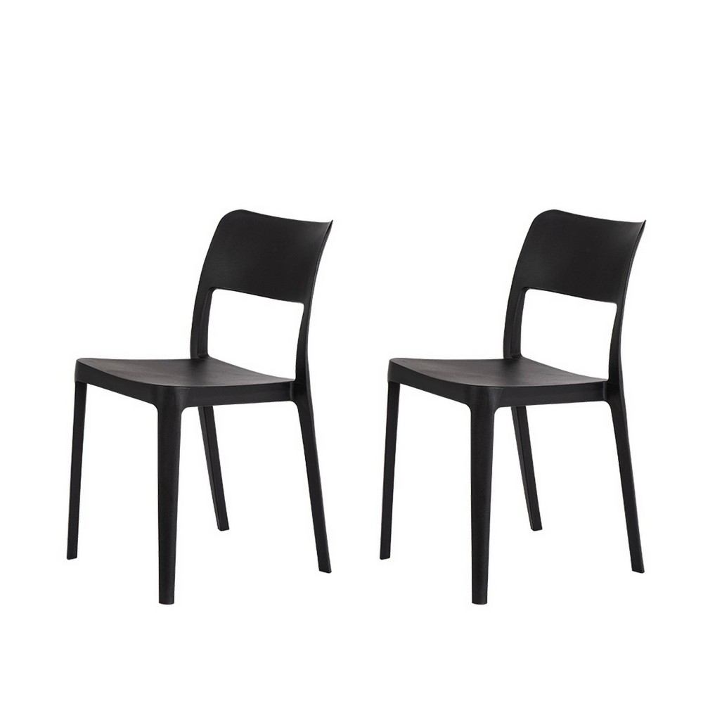 2pk La Vie Stackable Patio Armless Chairs Black - Lagoon