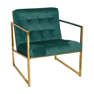 LeisureMod Lexington Modern Velvet Accent Chair with Gold Base for Living Room, Bedroom, or Lounge